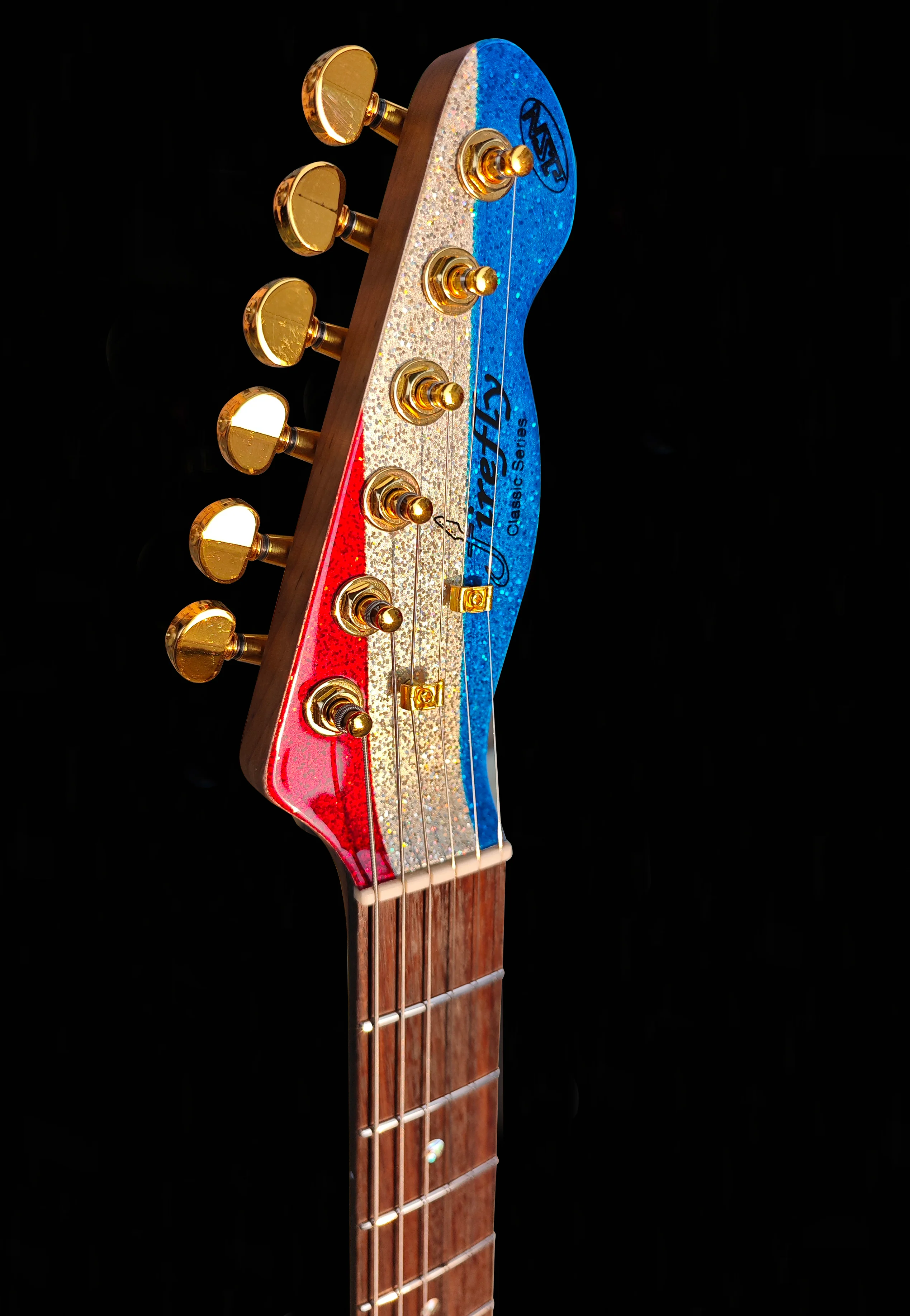 New Firefly FFTL Classic Model Electric Guitar (Red/Silver/Blue Stripes Color) - Image 4
